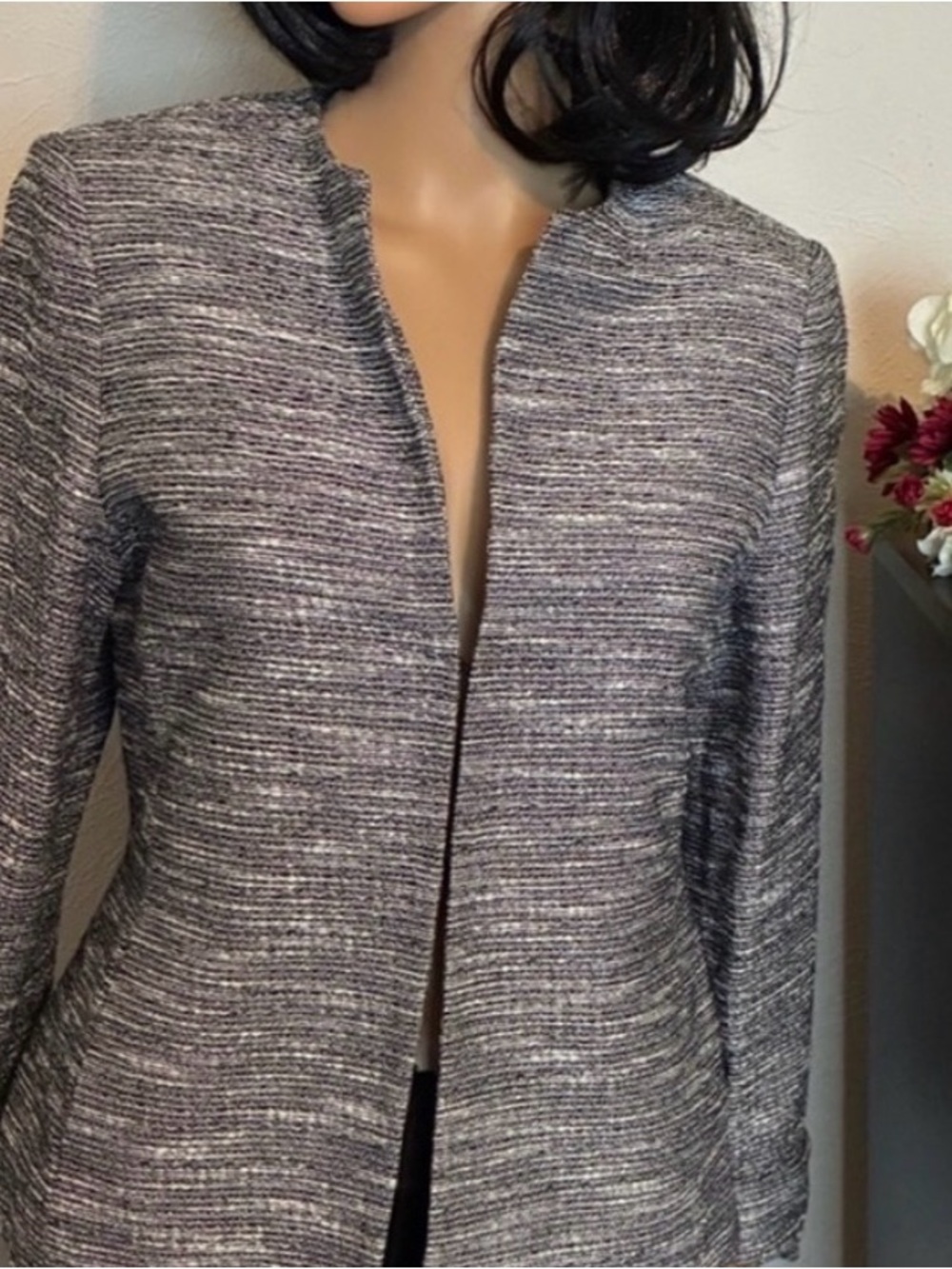 Jones New York Women's Size 10 Tweed Jacket Black & White Business Sophisticated